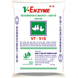 VT.51S - Hỗn hợp cho vịt ngan con từ 01 ngày tuổi - 21 ngày tuổi.